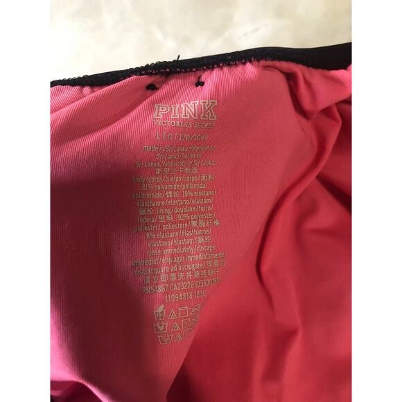 Victorias Secret PINK Womens Sz Large Black One Piece Swimsuit Sexy Hibiscus - Picture 6 of 7